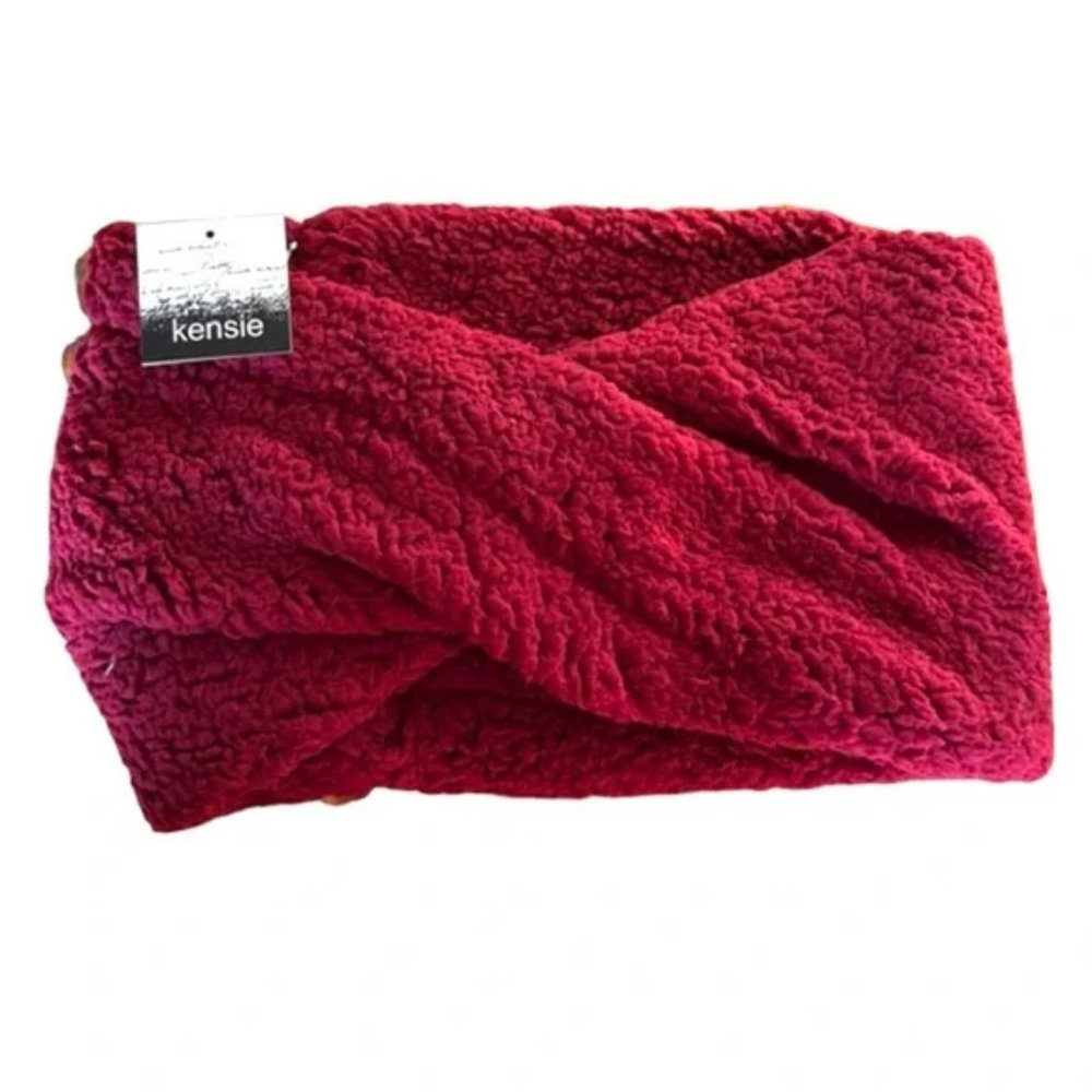 Kensie Sherpa Infinity Scarf in Burgundy